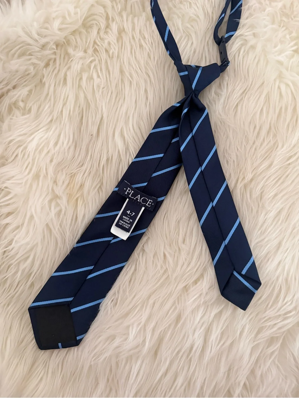 Place Navy Tie with Light Blue Diagonal Stripes